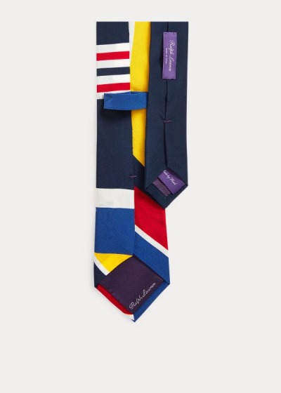 Men's Ralph Lauren Geometric-Print Silk Ties | 173690ZMJ